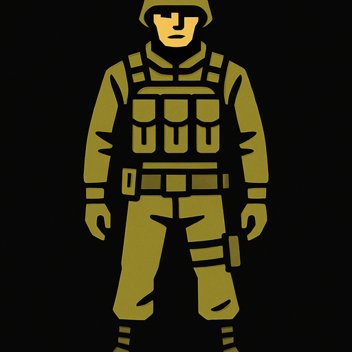 solider from front.
In-Game asset.  2d.  High contrast.  No shadows