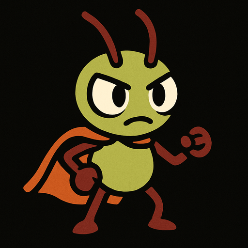 Tiny bug man.
In-Game asset.  2d.  High contrast.  No shadows