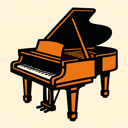 Grand piano.
In-Game asset.  2d.  High contrast.  No shadows