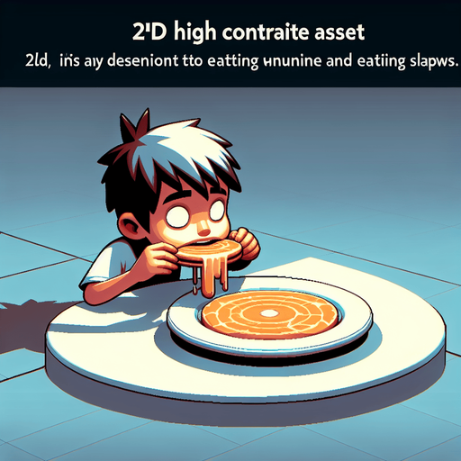 A boy eating slaps.
Single Game Texture. In-Game asset. 2d. Blank background. High contrast. No shadows.