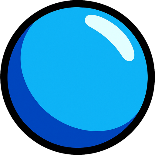 blue ball.
In-Game asset.  2d.  High contrast.  No shadows