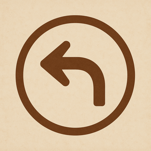 Transparent brawn turning left arrow in a brawn circle, front view