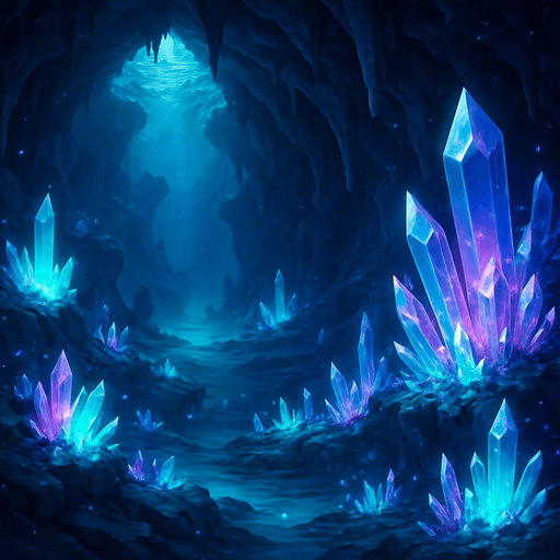 Magical underwater crystal cavern background image deep sea cave anime majestic