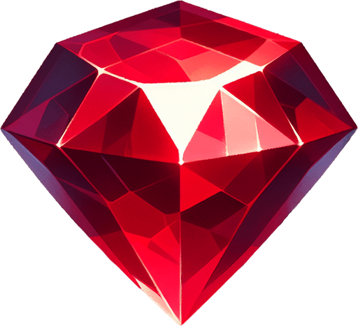 A red gem.
Single Game Texture.  In-Game asset.  2d.  Blank background.  High contrast.  No shadows