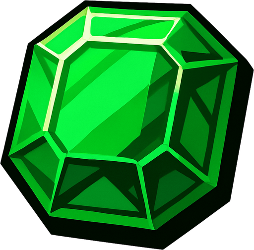 zümrüt.
In-Game asset.  2d.  High contrast.  No shadows