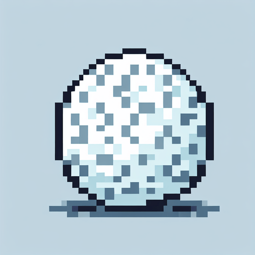 snowball. Single Game Texture. In-Game asset. 2d. Blank background. High contrast. No shadows. pixelated. 8 bit