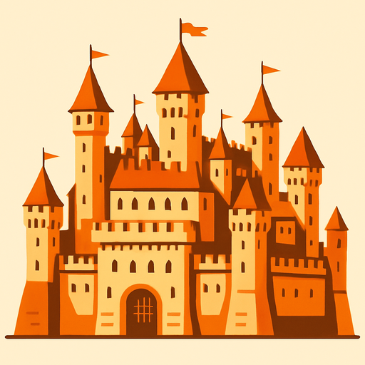 a big castle.
In-Game asset.  2d.  High contrast.  No shadows