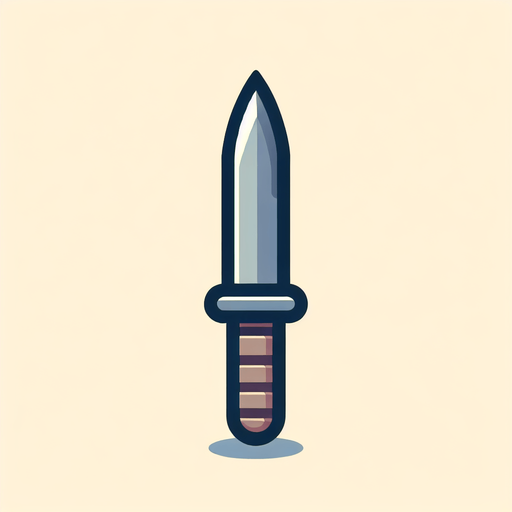 artoon knife pointing up. Symmetrical. Vertical.
Single Game Texture. In-Game asset. 2d. Blank background. High contrast. No shadows..
Single Game Texture.  In-Game asset.  2d.  Blank background.  High contrast.  No shadows
