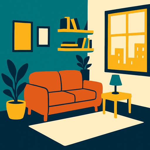 Fond d'écran appartement.
In-Game asset.  2d.  High contrast.  No shadows