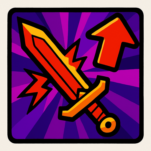 Иконка повышение урона, сочные цвета.
In-Game asset.  2d.  High contrast.  No shadows. Comix