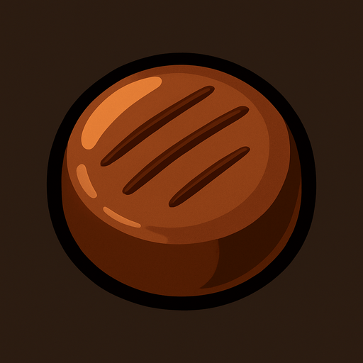 round chocolate.
In-Game asset.  2d.  High contrast.  No shadows