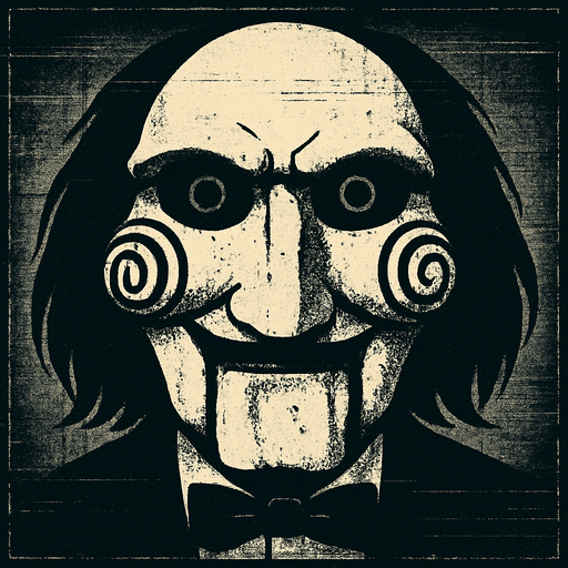 saw face have film effect.
In-Game asset.  2d.  High contrast.  No shadows