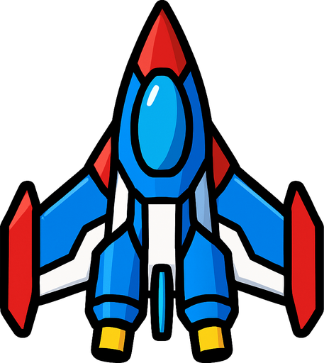 player space ship.
In-Game asset.  2d.  High contrast.  No shadows