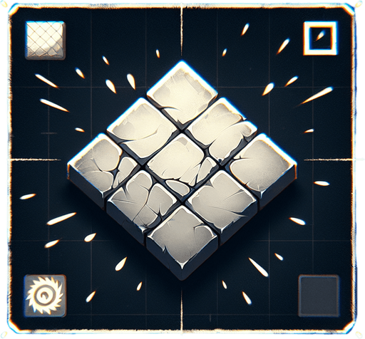 Design: A faded-out or cracked tile to indicate a miss.

Effect: A quick screen shake or particle effect when touched..
Single Game Texture.  In-Game asset.  2d.  Blank background.  High contrast.  No shadows