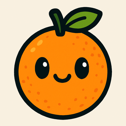 Orange with cute face.
In-Game asset.  2d.  High contrast.  No shadows