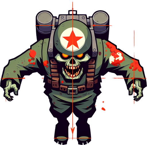 opponent for the game, zombie kamikaze, vertical top view.
Single Game Texture. In-Game asset. 2d. Blank background. High contrast. No shadows.