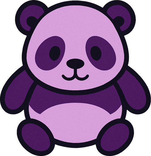purple panda top view.
In-Game asset.  2d.  High contrast.  No shadows
