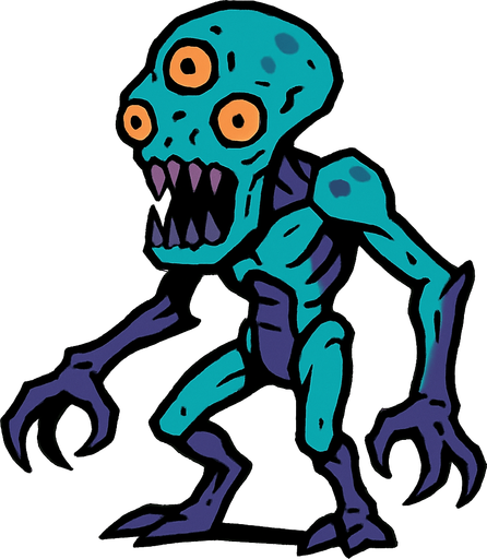 alien creature drawing.
In-Game asset.  2d.  High contrast.  No shadows
