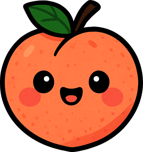 Peach with cute face.
In-Game asset.  2d.  High contrast.  No shadows