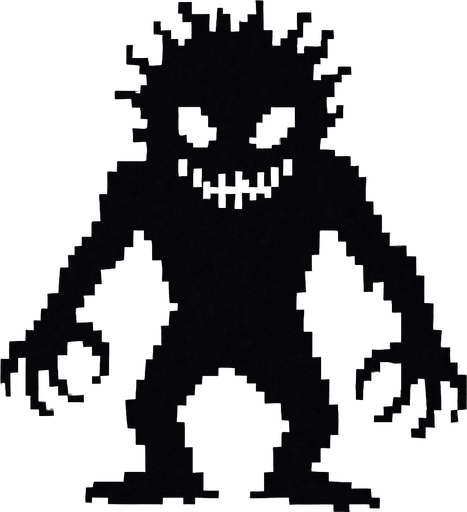 sombra de pixeles que de miedo.
In-Game asset.  2d.  High contrast.  No shadows