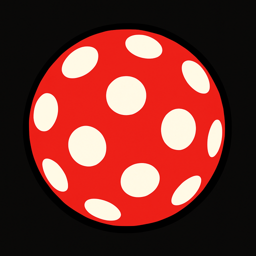 Red boll with dots.
In-Game asset.  2d.  High contrast.  No shadows