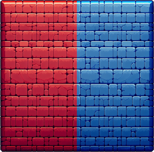 wall red and blu.
Single Game Texture.  In-Game asset.  2d.  Blank background.  High contrast.  No shadows