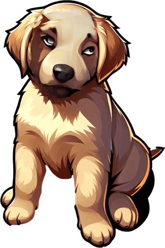 sad puppy. Single Game Texture. In-Game asset. 2d. High contrast.