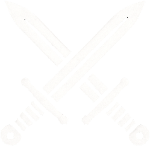 2 çapraz bir birne girmiş kılıç simgesi olacak beyaz olsun.
In-Game asset.  2d.  High contrast.  No shadows