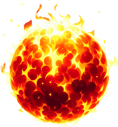 fire ball.
Single Game Texture. In-Game asset. 2d. Blank background. High contrast. No shadows.