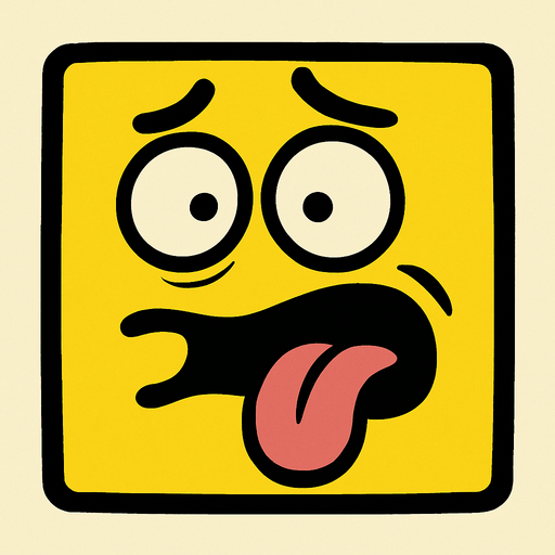 Funny square face looking like an idiot yellow.
In-Game asset.  2d.  High contrast.  No shadows
