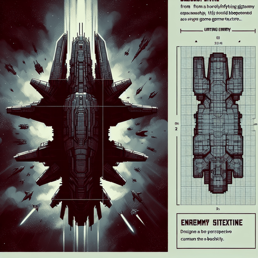 enemy space ship boss it should  be big and looking from top.
Single Game Texture. In-Game asset. 2d. Blank background. High contrast. No shadows.