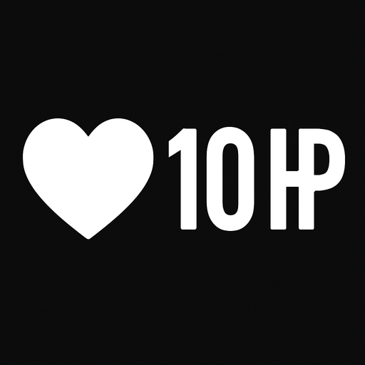10 hp image ,white colored,ui element.
In-Game asset.  2d.  High contrast.  No shadows