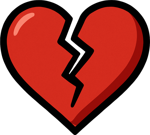 Broken heart with a little shadows.
In-Game asset.  2d.  High contrast.  No shadows