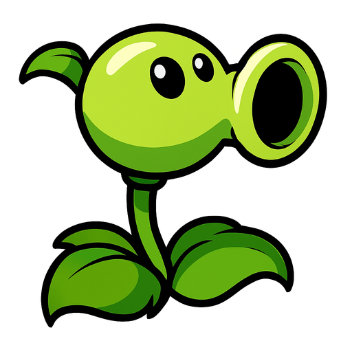 Lanza guisantes de pvsz.
In-Game asset.  2d.  High contrast.  No shadows