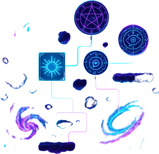 neon galaxy projection 3d simulation glowing swirling nebulas supernova solar system outer space purple cyan stars black holes esoteric magick sigils sparkle glowing cyberpunk starlight magick galaxy overlay projection asteroid starfield swirling background magical dimension pathway level obstacle layout videogame