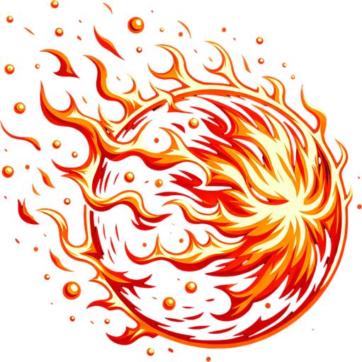 fire ball.
Single Game Texture. In-Game asset. 2d. Blank background. High contrast. No shadows.