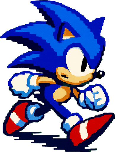 Make Sonic run but with the camera above.
In-Game asset.  High contrast.  No shadows