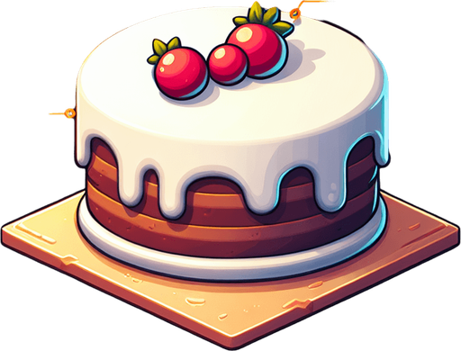 cake.
Single Game Texture.  In-Game asset.  2d.  Blank background.  High contrast.  No shadows
