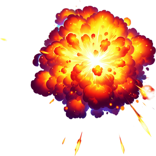 explosion.
Single Game Texture. In-Game asset. 2d. Blank background. High contrast. No shadows.