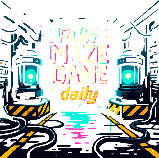 “Design an abandoned data vault with pulsing core reactors and neon warning stripes. A central holo-banner flashes ‘Play Maze Game daily’ in glitchy, stylized lettering. Add drifting sparks, cable conduits, and a damp metal floor reflecting ambient light—empty of characters and coins.”.
In-Game asset.  2d.  High contrast.  No shadows