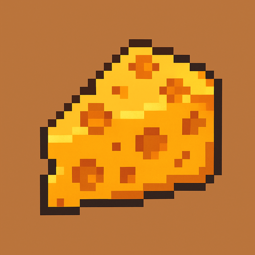 Cheese, pixelart.
In-Game asset.  2d.  High contrast.  No shadows