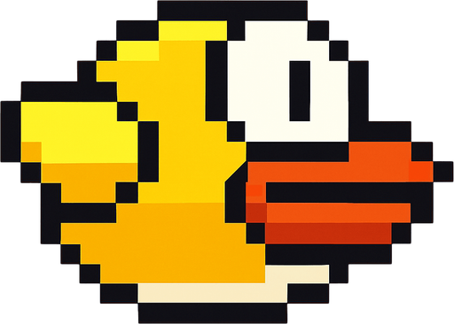 a flappy bird.
In-Game asset.  2d.  High contrast.  No shadows