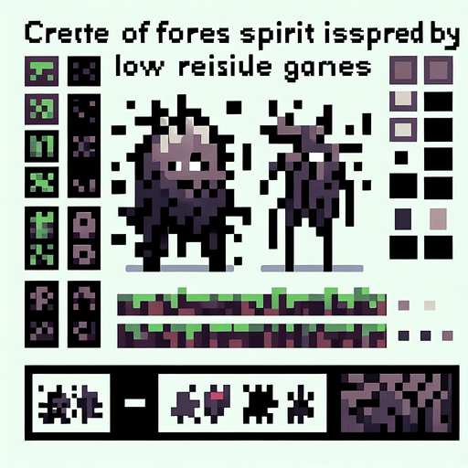 forest spirit, low resolution, indie like game,  looking like minecraft allay. one small creature 

Single Game Texture. In-Game asset. 2d. Blank background. High contrast. No shadows.
