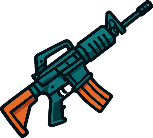 Rifle.
In-Game asset.  2d.  High contrast.  No shadows