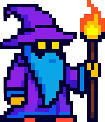 mago pixel art
In-Game asset.  2d.  High contrast.  No shadows