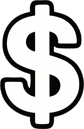 white dollar icon.
In-Game asset.  2d.  High contrast.  No shadows