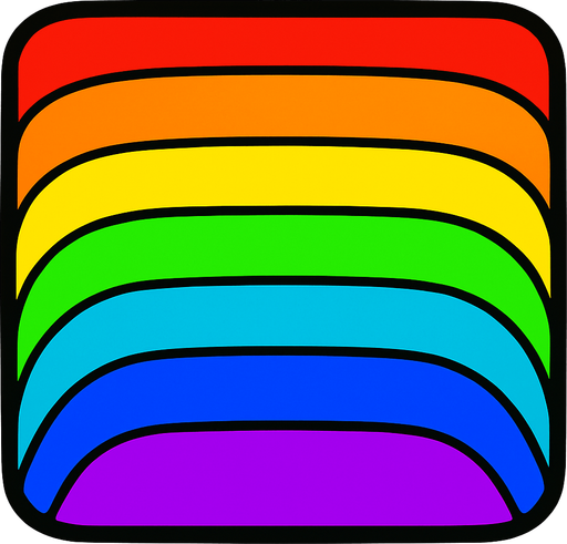 Rainbow effect. Vibrant..
In-Game asset.  2d.  High contrast.  No shadows