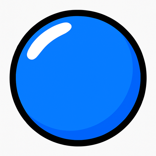 blue ball.
In-Game asset.  2d.  High contrast.  No shadows
