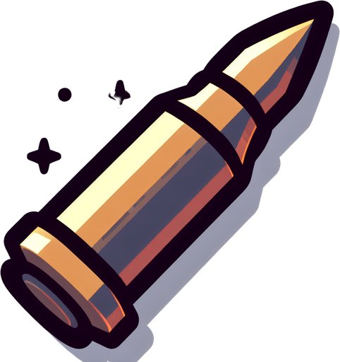 bullet 2d.
Single Game Texture. In-Game asset. 2d. Blank background. High contrast. No shadows.