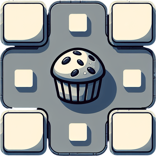 Create a Button with a Diagramm consiting of 4 Bars in the Background and a Muffin in the forthground.
Single Game Texture. In-Game asset. 2d. Blank background. High contrast. No shadows.